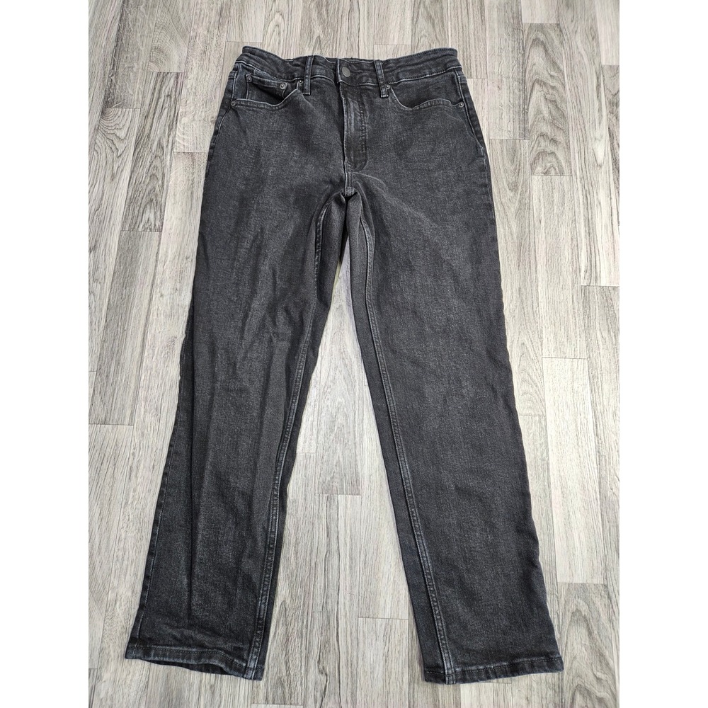 Free Assembly 90s Straight Jeans Women 8 Black High Rise Stretch Denim